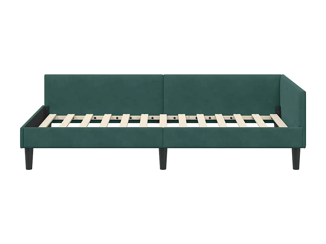 Cadre de lit d'angle avec tête de lit Vert foncé 90 x 200 cm