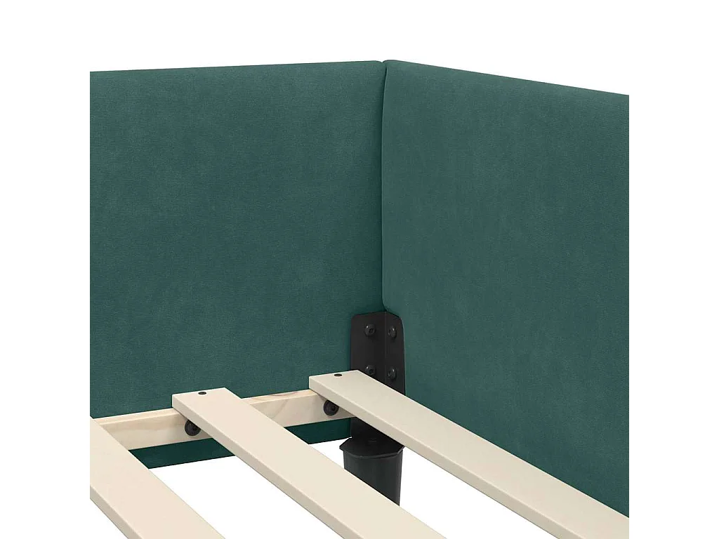 Cadre de lit d'angle avec tête de lit Vert foncé 90 x 200 cm
