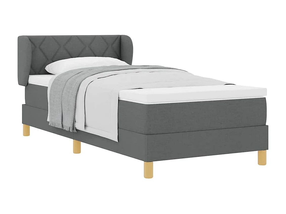 Cama Box com Colchão Creme 90x200 cm Fabrico Cinzento escuro