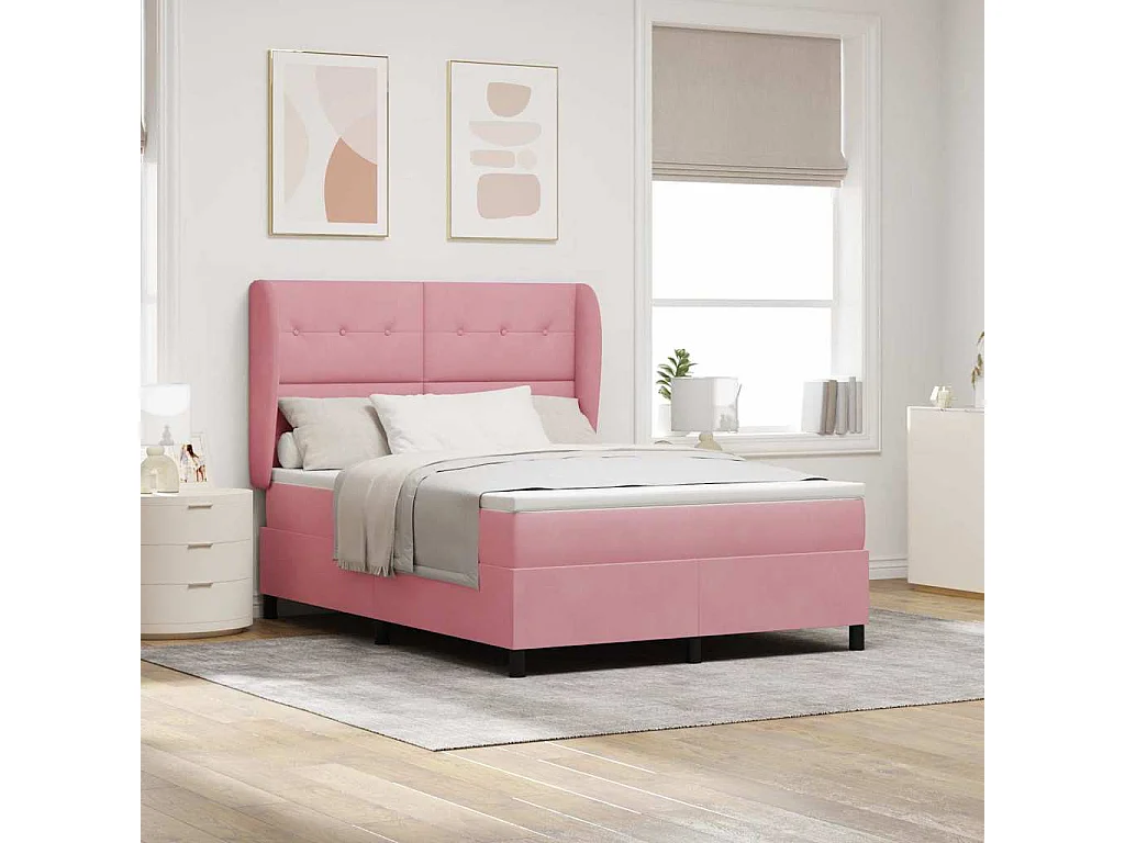 Cadre de lit avec matelas Rose 160 x 200 cm Velours