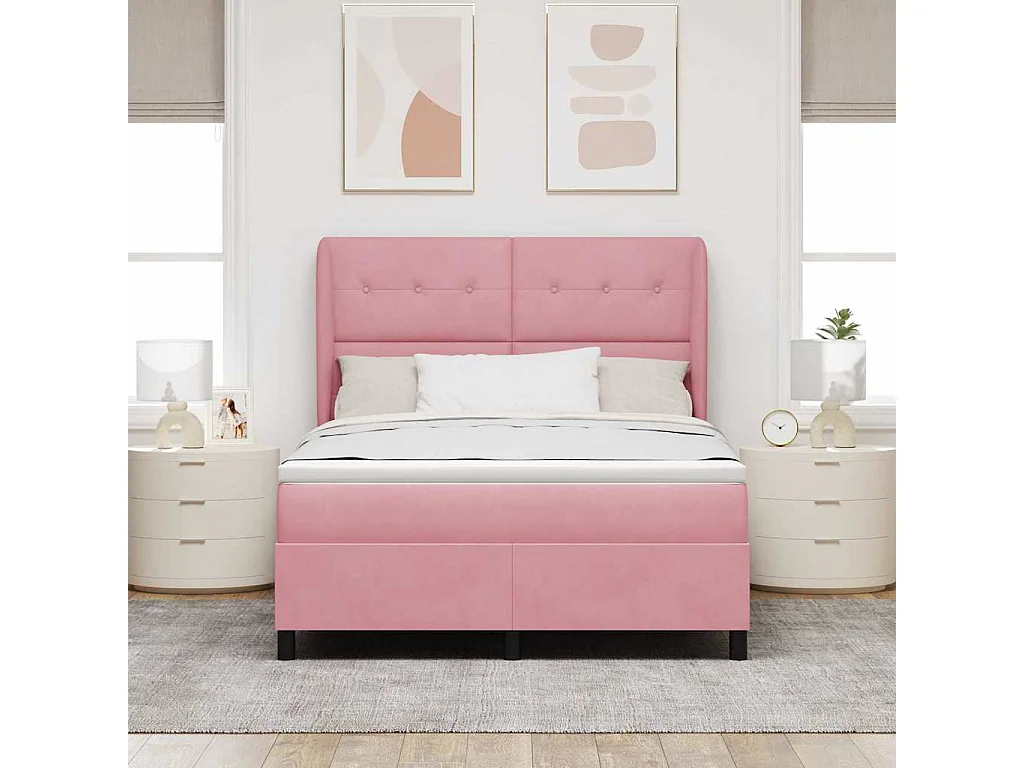 Cadre de lit avec matelas Rose 160 x 200 cm Velours