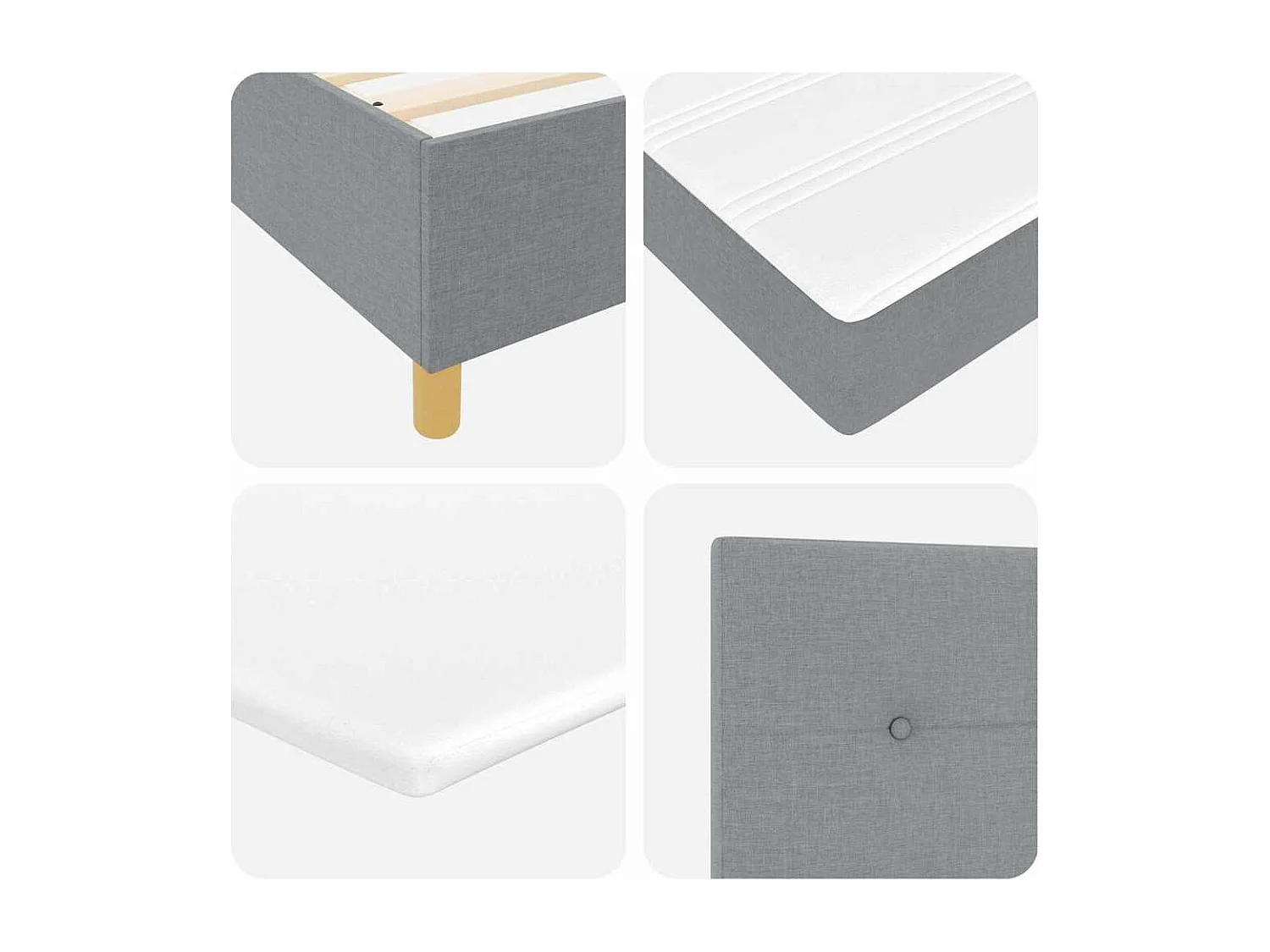 Cama con Somier con colchón Gris claro 160 x 200 cm tela