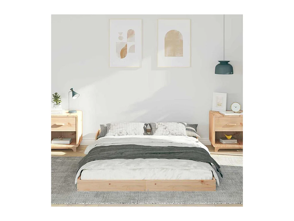 Cadre de lit Marron 140 x 190 cm Bois massif en pin