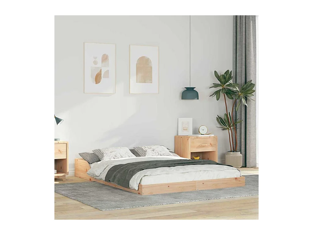 Bedframe Bruin 140 x 190 cm Massief grenenhout