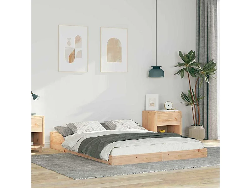 Estrutura da Cama Castanho 140 x 190 cm Madeira de pinho maciça