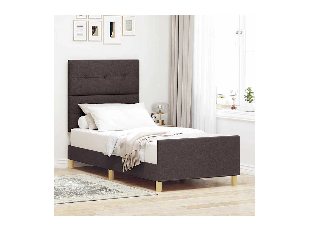 Estrutura da Cama Castanho escuro 100 x 200 cm tecido
