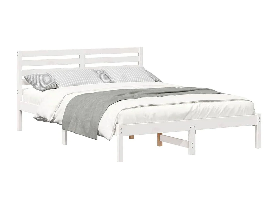 Bedframe met hoofdeinde Wit 140 x 220 cm Massief grenenhout