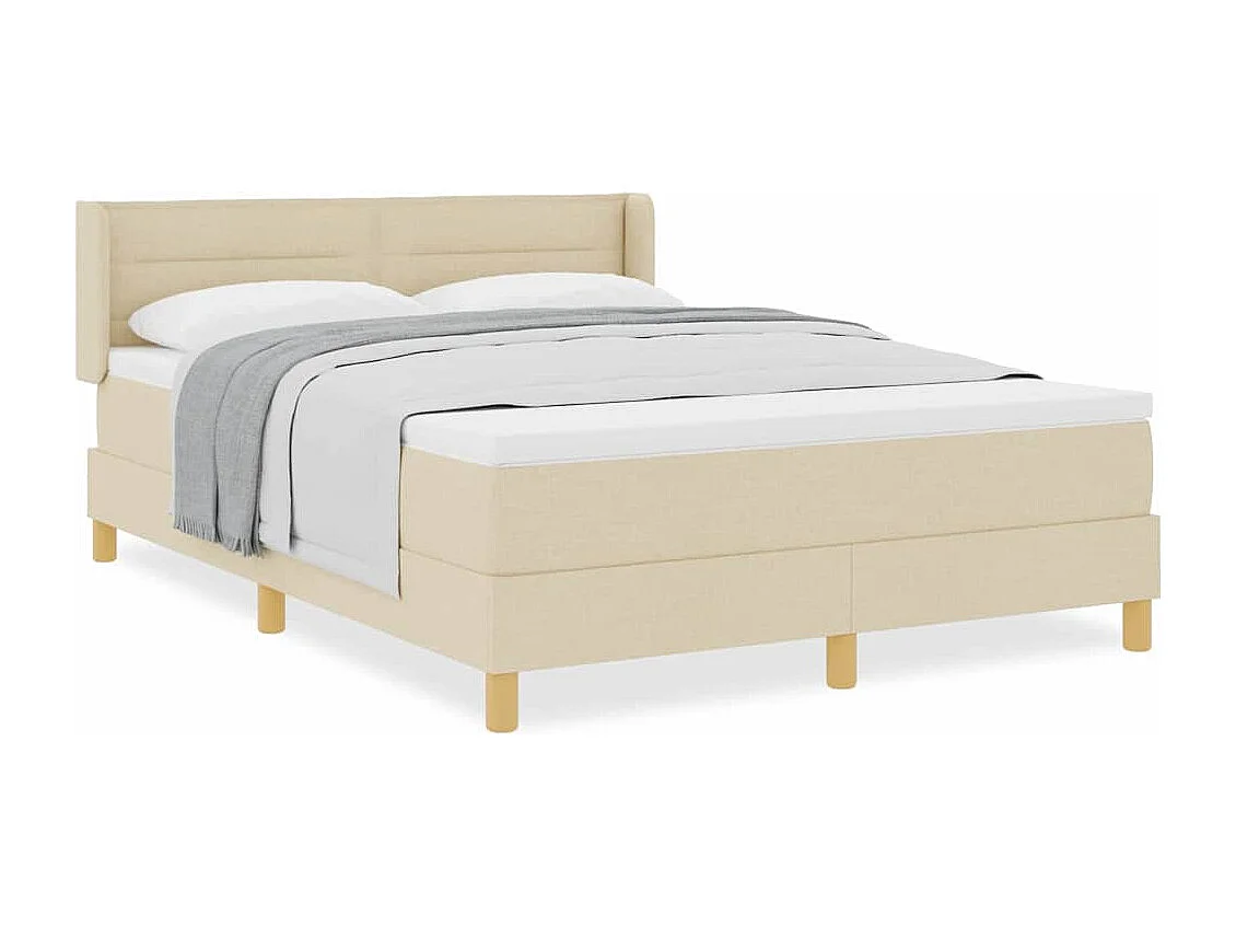 Cadre de lit avec matelas Crème 140 x 190 cm tissu