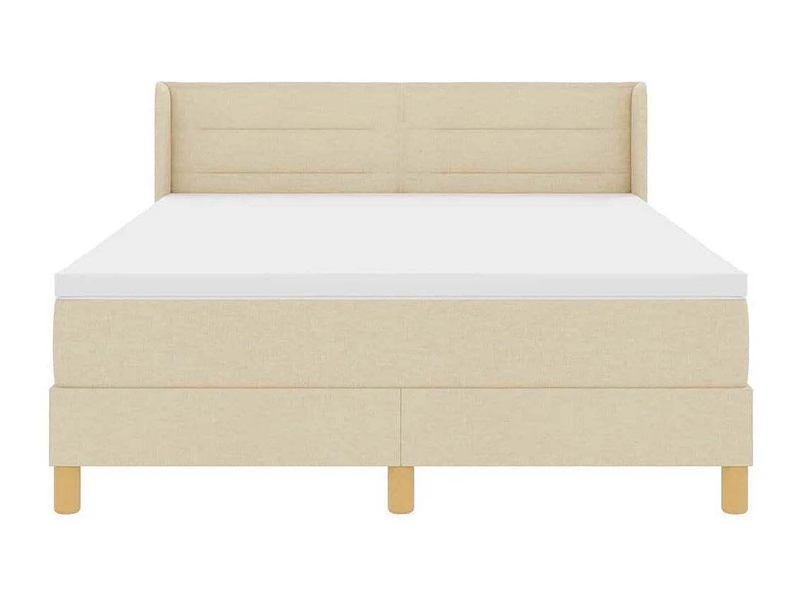 Cadre de lit avec matelas Crème 140 x 190 cm tissu