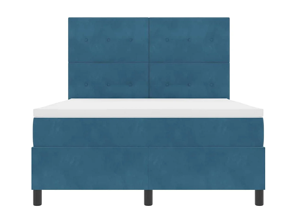 Cadre de lit avec matelas Bleu foncé 140 x 190 cm Velours