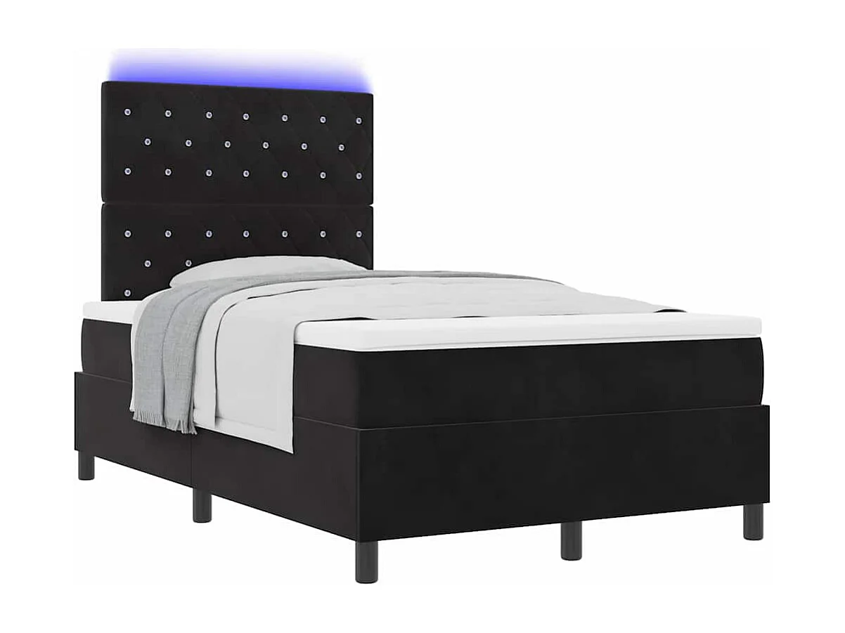 Cadre de lit avec matelas Noir 120 x 200 cm Velours