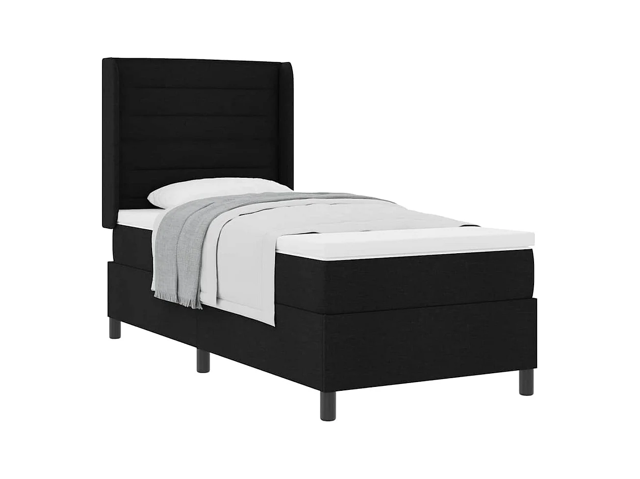 Cadre de lit avec matelas Noir 100 x 200 cm tissu