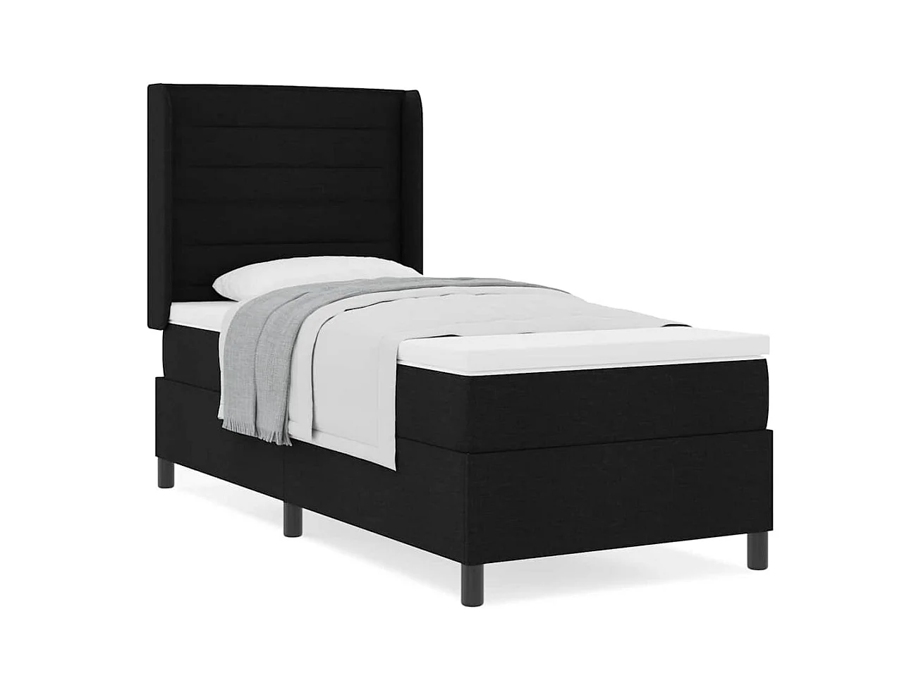 Cadre de lit avec matelas Noir 100 x 200 cm tissu