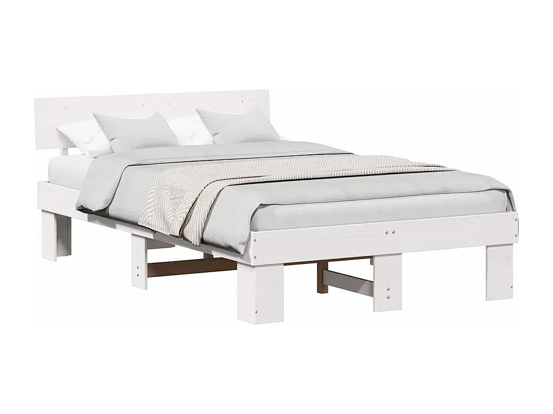 Cadre de lit Blanc 120 x 200 cm Bois massif en pin