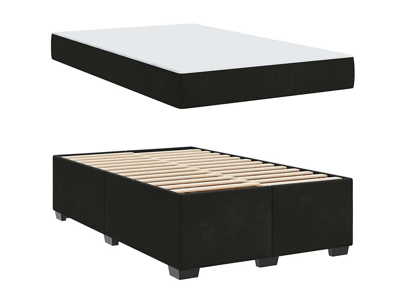 Bedframe met matras met matras Zwart 120 x 200 cm Fluweel