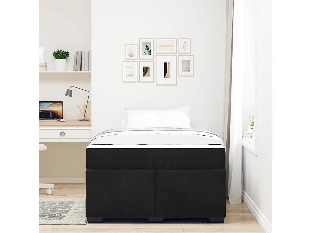 Estructura de cama con colchón Negro 120 x 200 cm Terciopelo