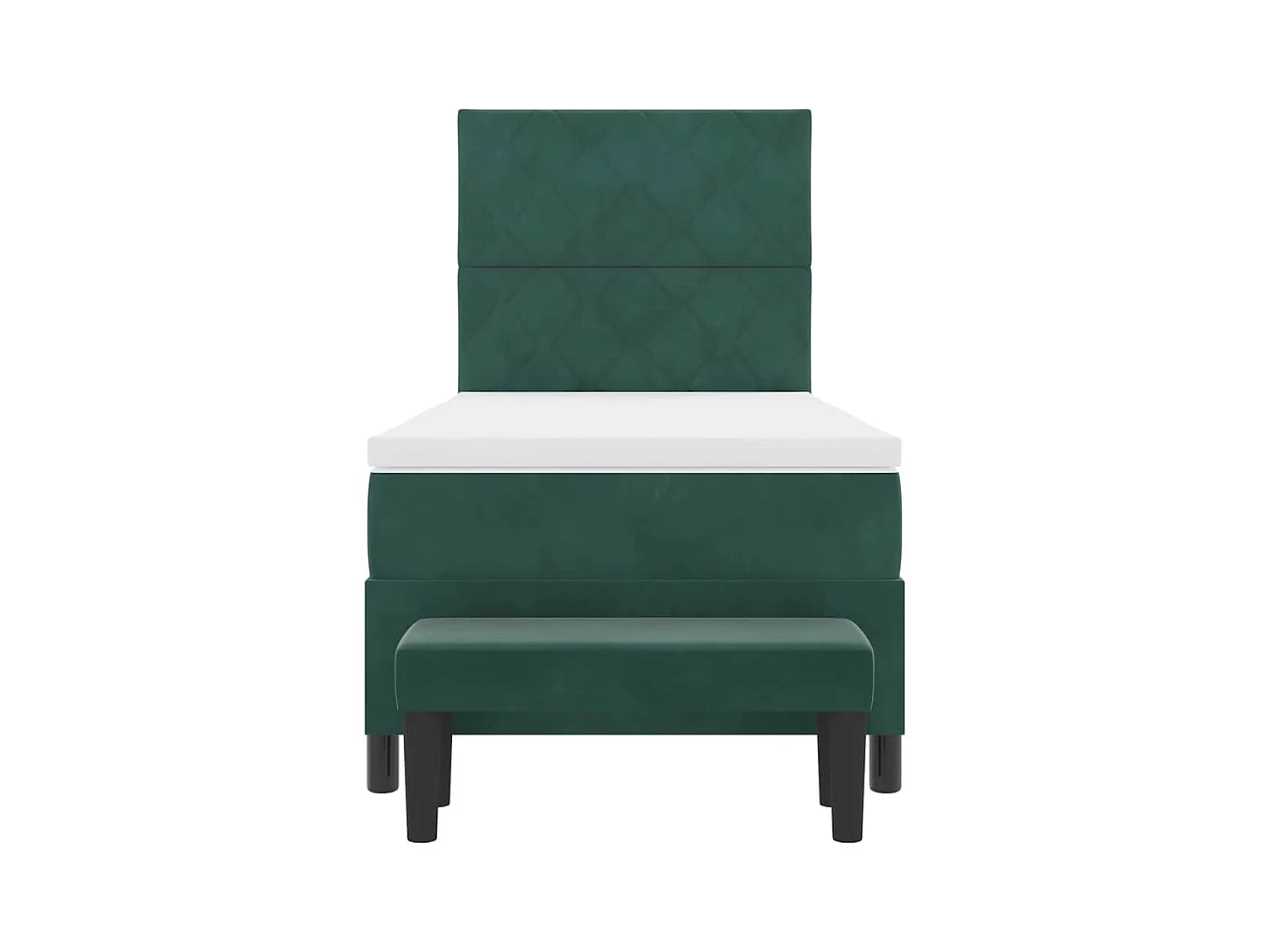 Cadre de lit avec matelas Vert foncé 100 x 200 cm Velours
