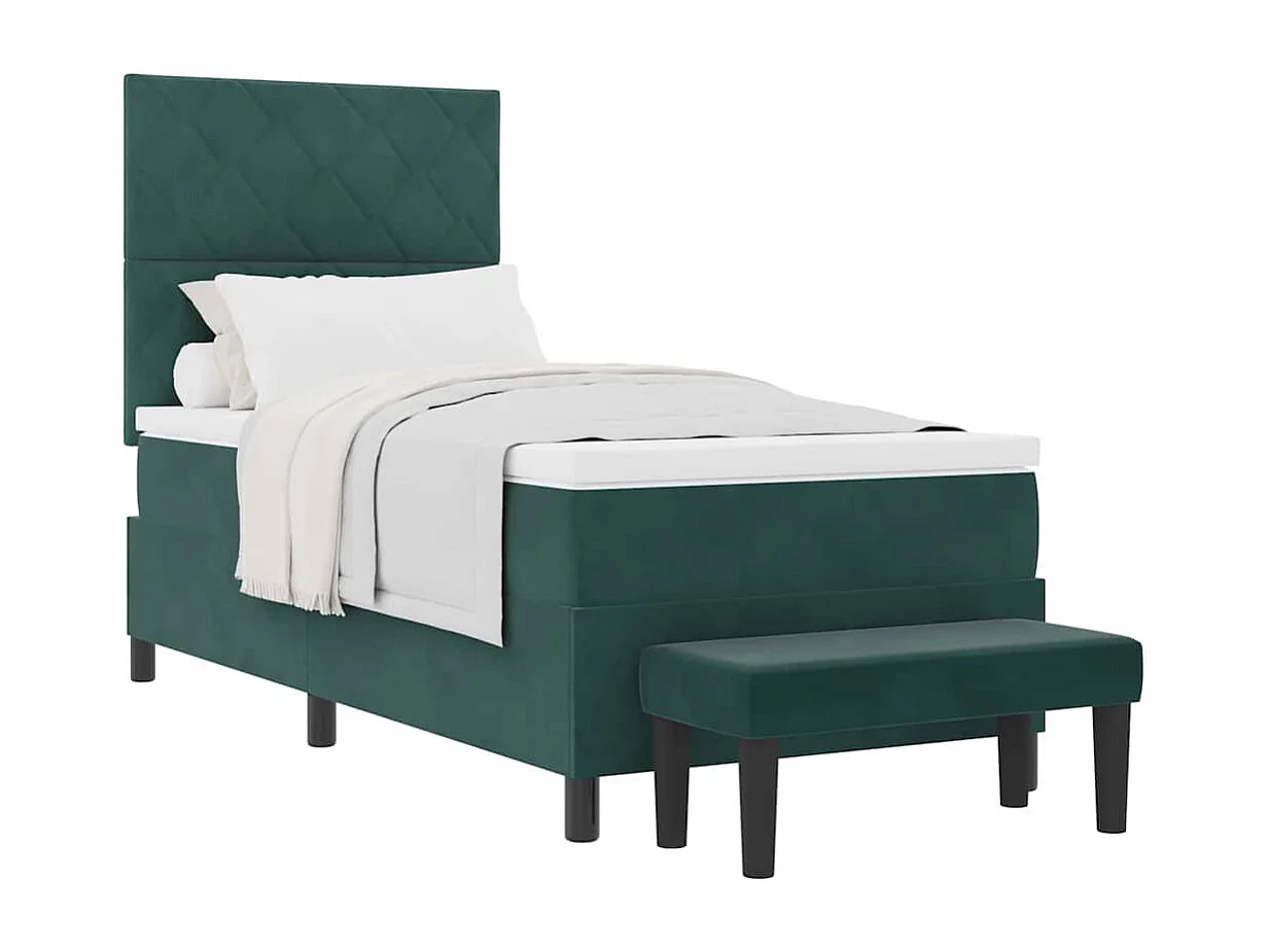 Cadre de lit avec matelas Vert foncé 100 x 200 cm Velours