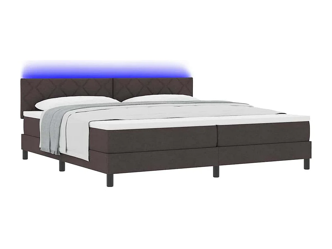 Cadre de lit avec matelas Marron foncé 200 x 200 cm tissu