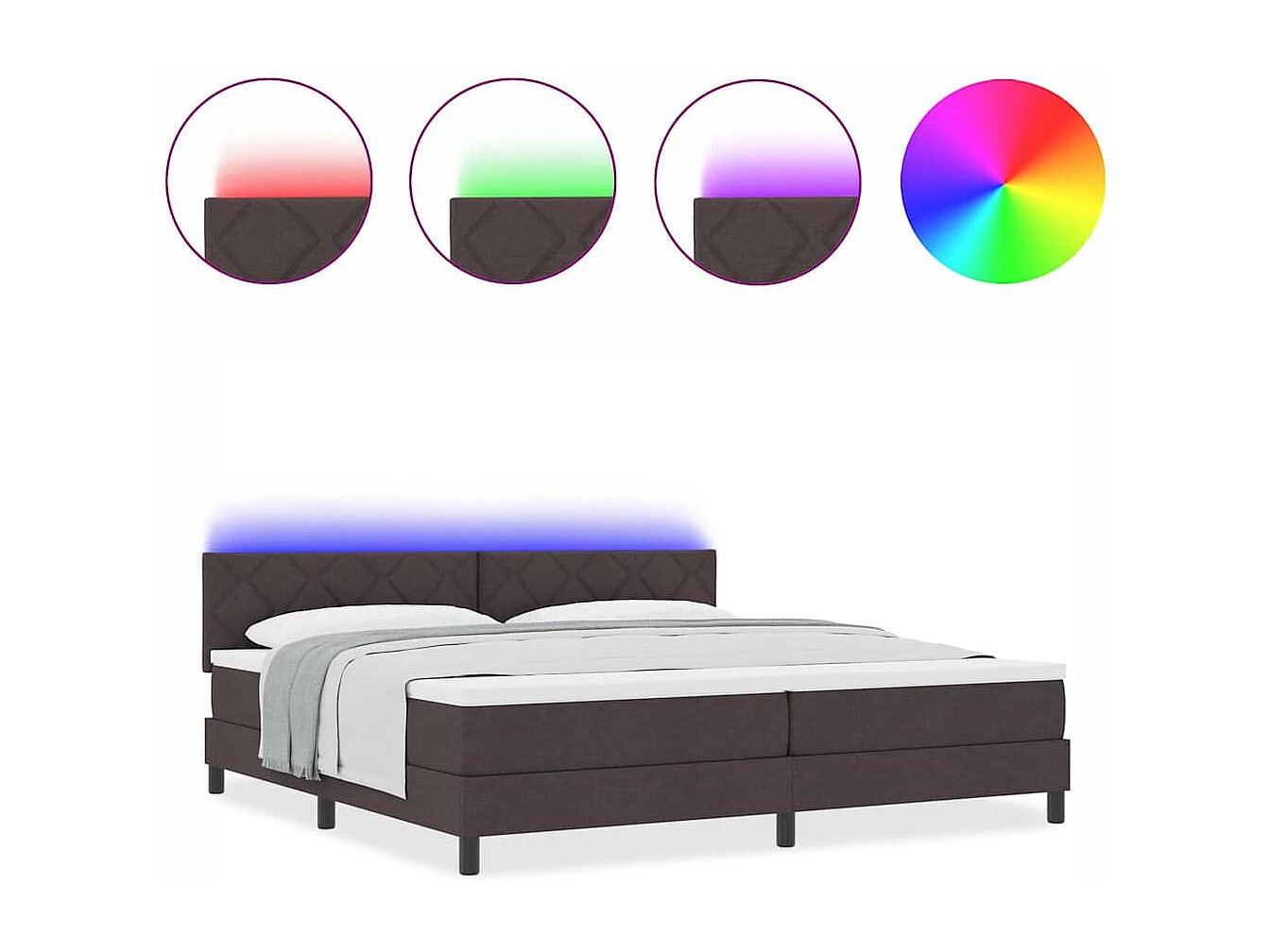 Cadre de lit avec matelas Marron foncé 200 x 200 cm tissu