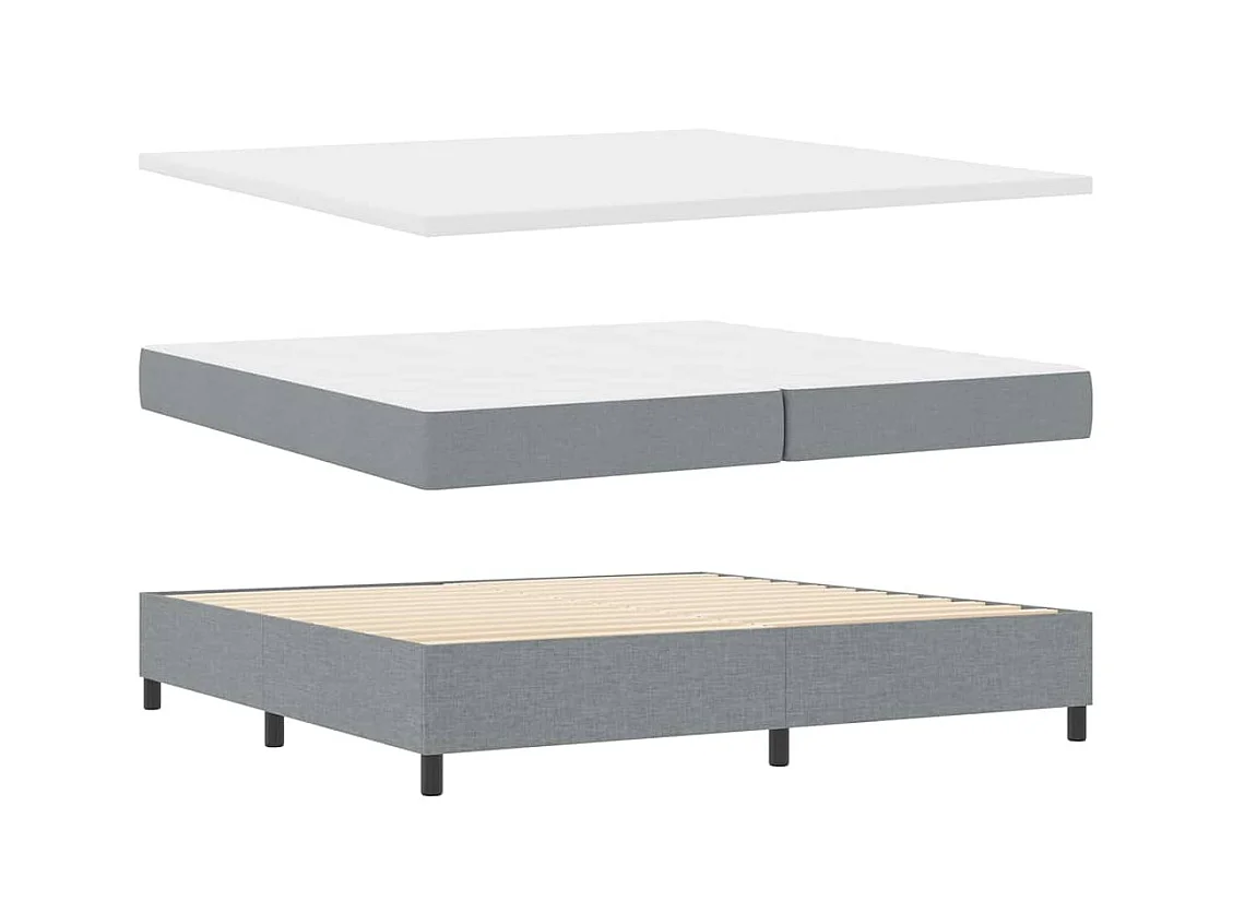 Cadre de lit avec matelas Gris clair 200 x 200 cm tissu