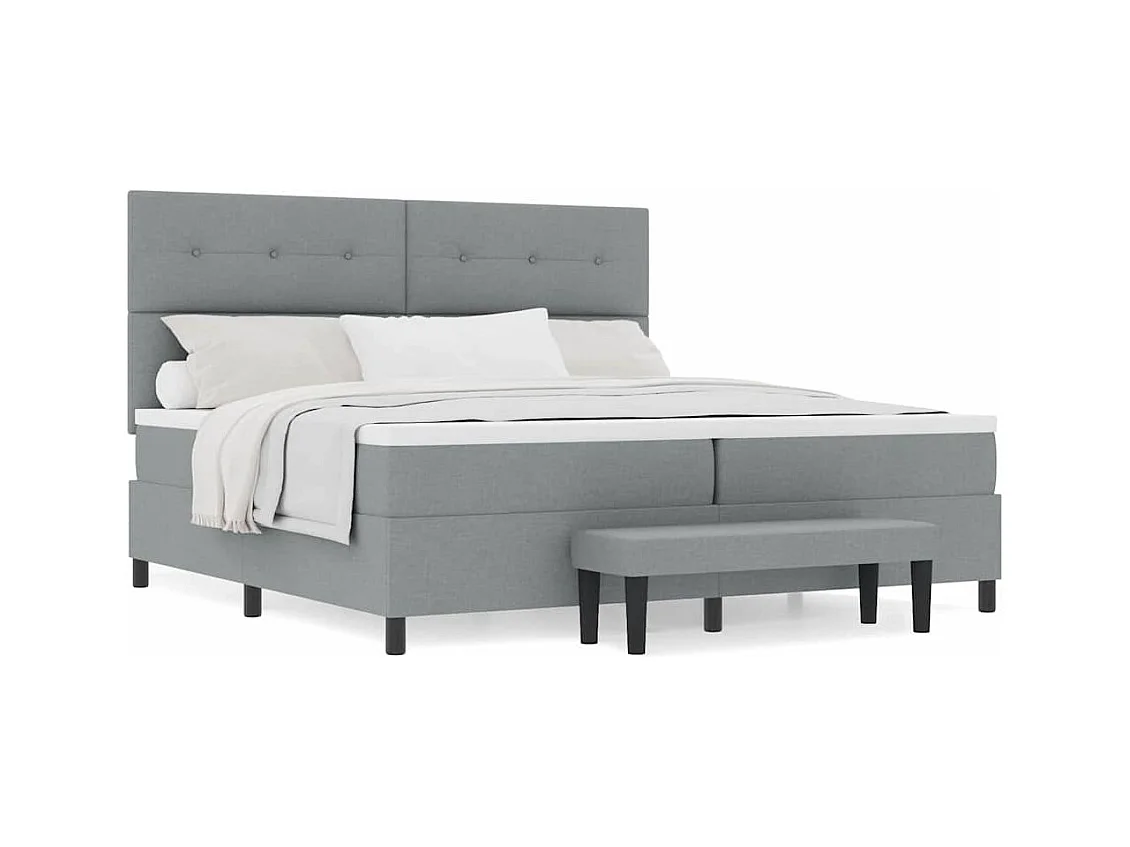 Cadre de lit avec matelas Gris clair 200 x 200 cm tissu