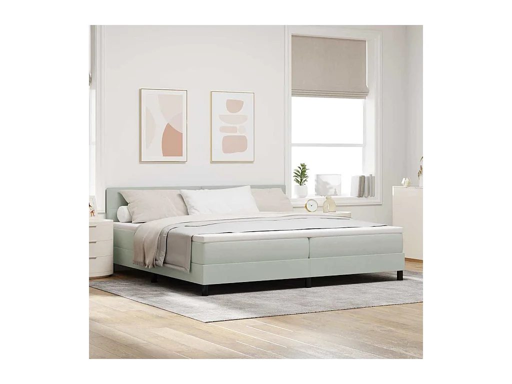 Cama Box Spring com Colchão Cinzento-claro 200 x 200 cm tecido