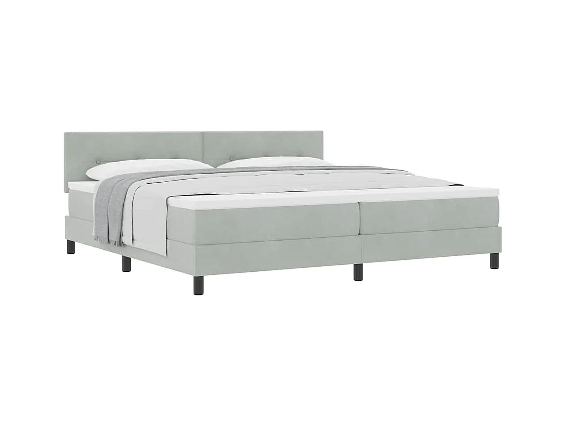 Cama Box Spring com Colchão Cinzento-claro 200 x 200 cm tecido