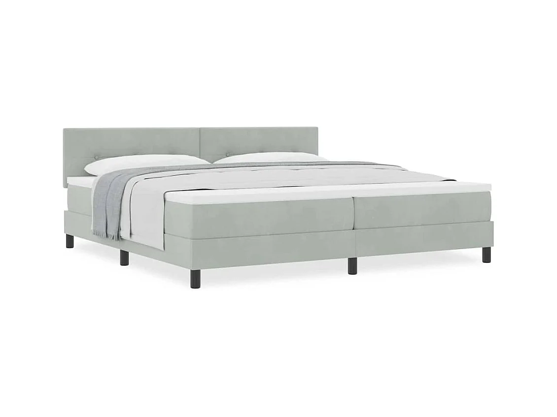 Cama Box Spring com Colchão Cinzento-claro 200 x 200 cm tecido