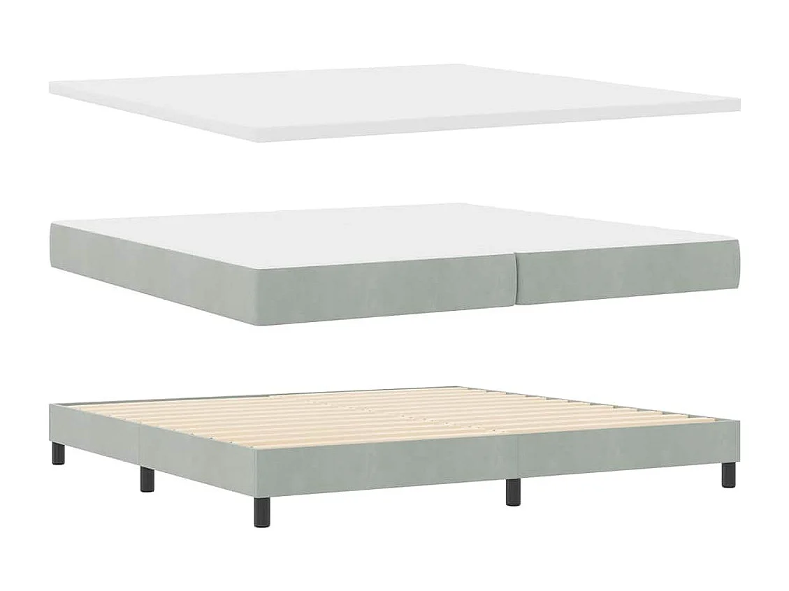 Cama Box Spring com Colchão Cinzento-claro 200 x 200 cm tecido