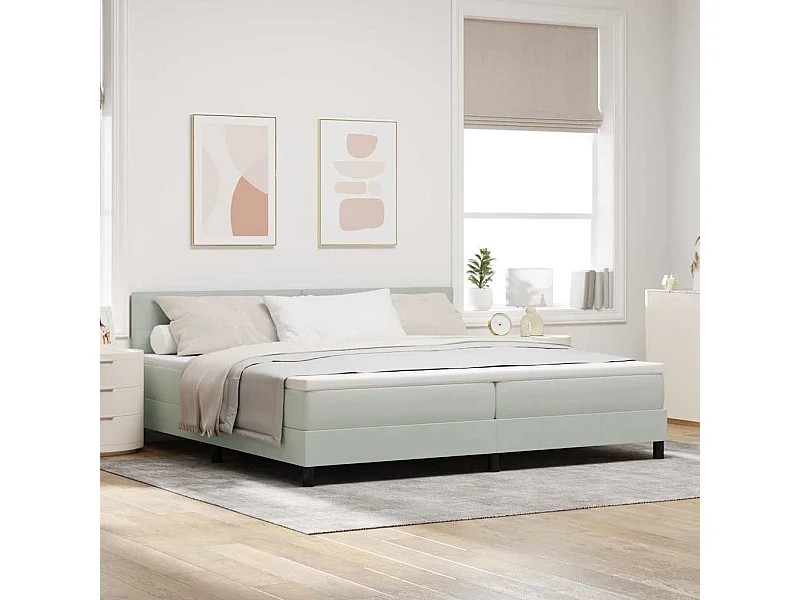 Boxspringbed met Matras met matras Lichtgrijs 200 x 200 cm Stof