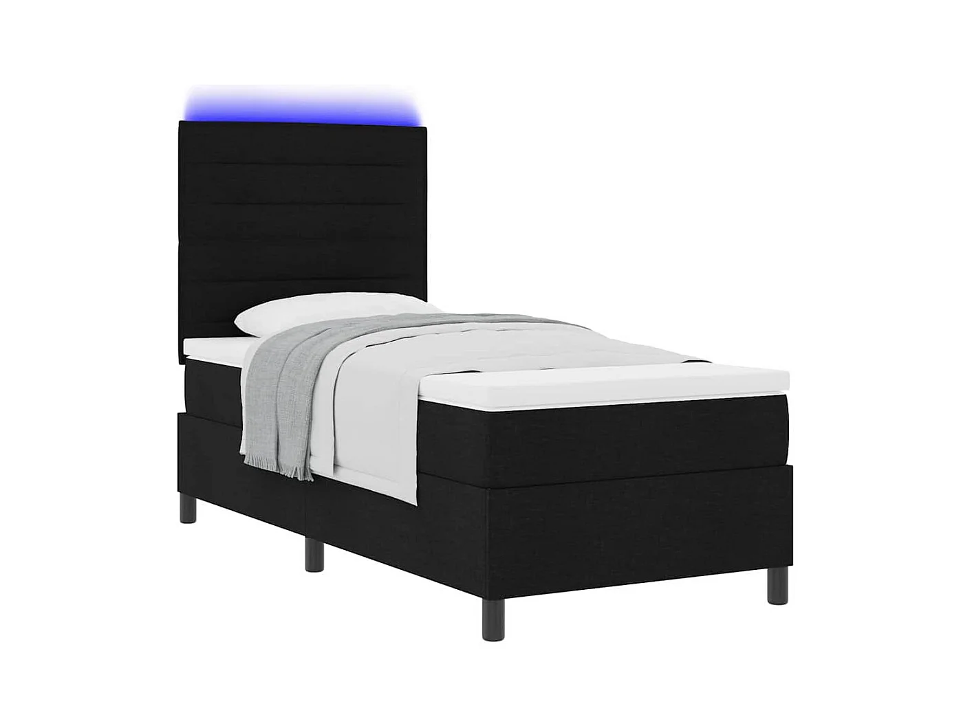 Cadre de lit avec matelas Noir 100 x 200 cm tissu