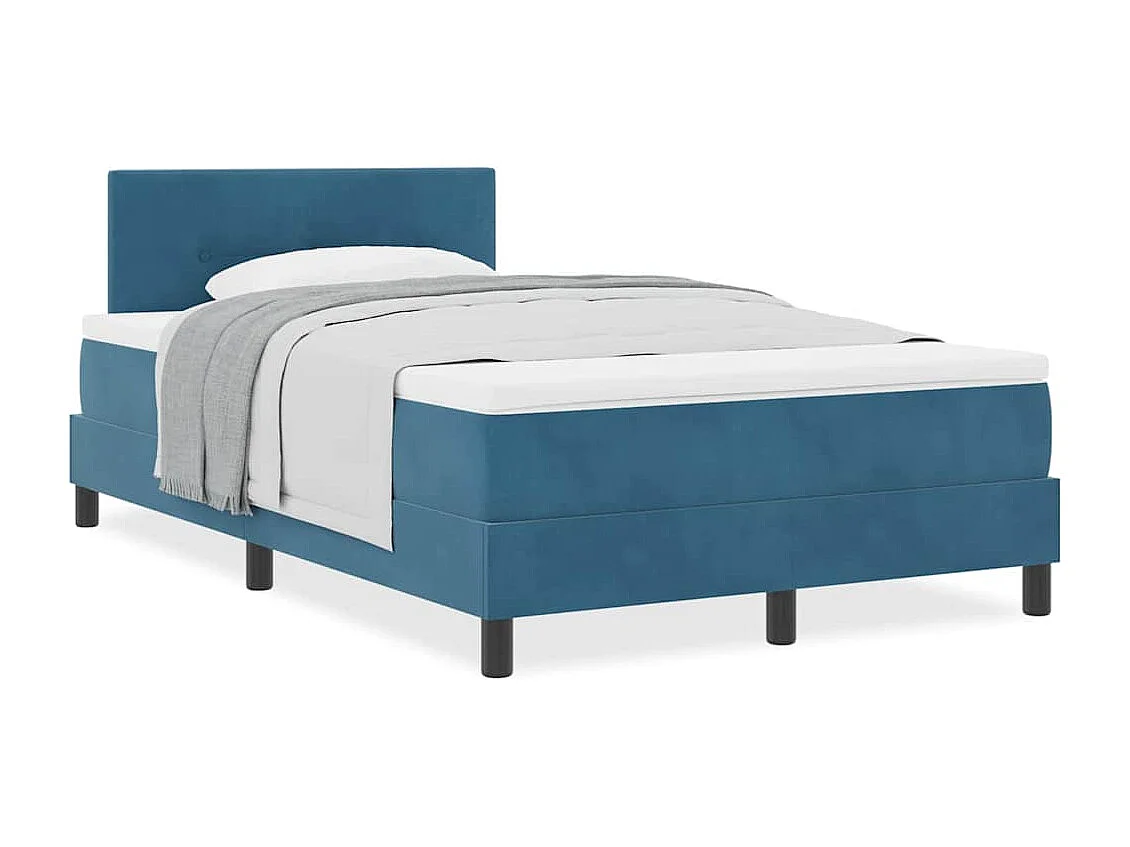 Cama Box Spring com Colchão Azul escuro 120 x 200 cm tecido