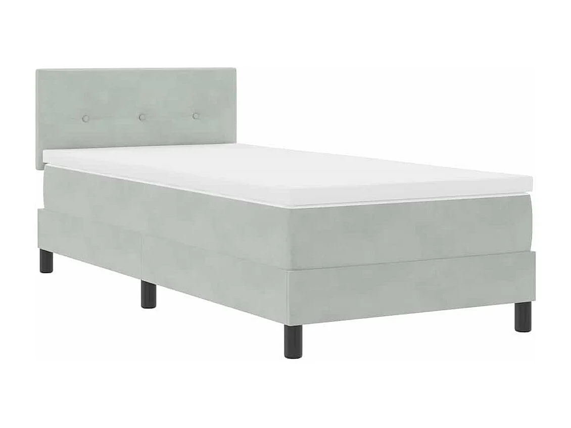 Cadre de lit avec matelas Gris clair 80 x 200 cm Velours