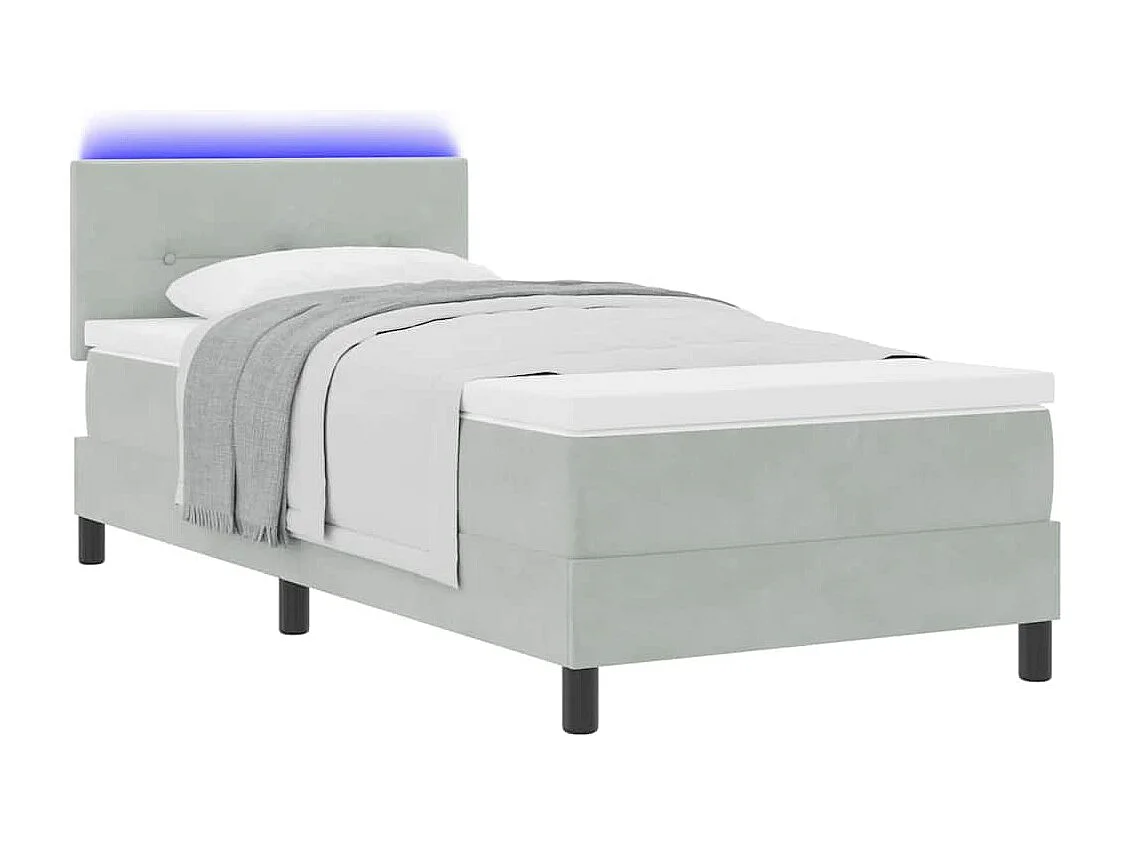 Cadre de lit avec matelas Gris clair 80 x 200 cm Velours