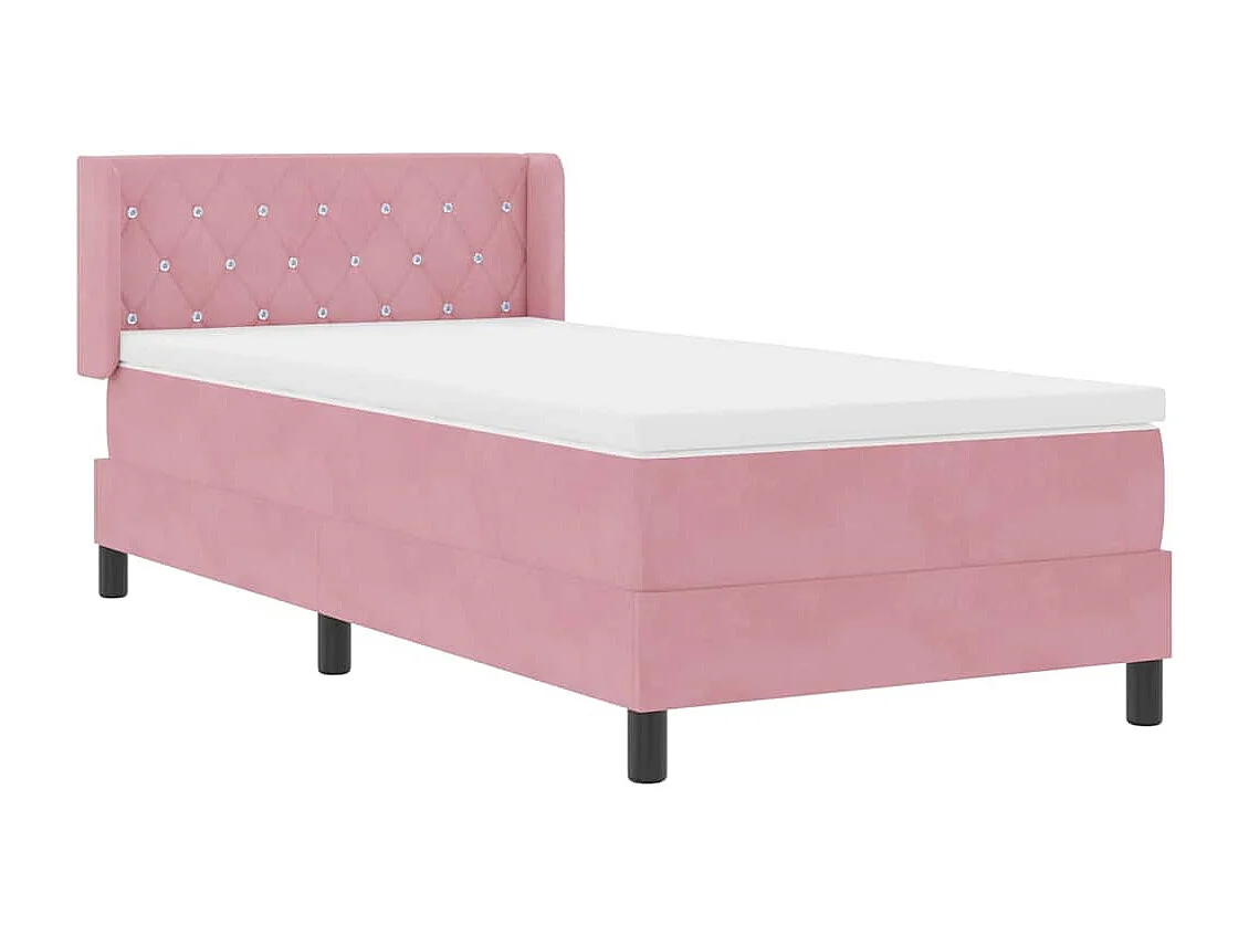Cadre de lit avec matelas noir 100x200 cm en velours Rose
