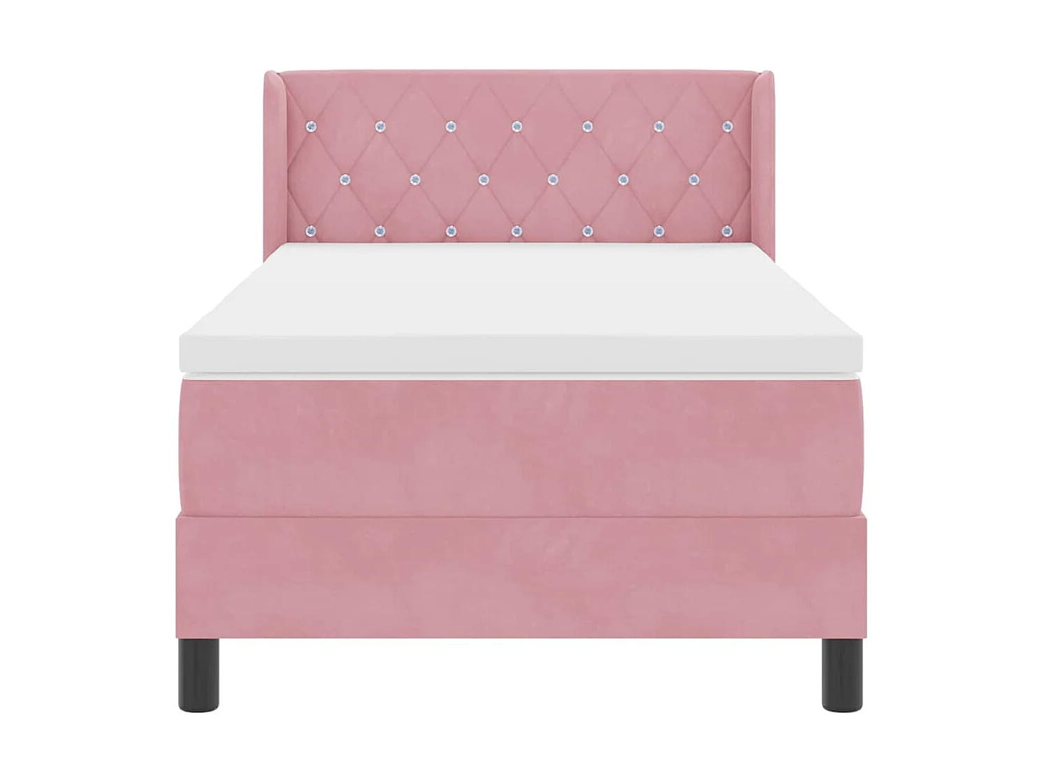 Cadre de lit avec matelas noir 100x200 cm en velours Rose