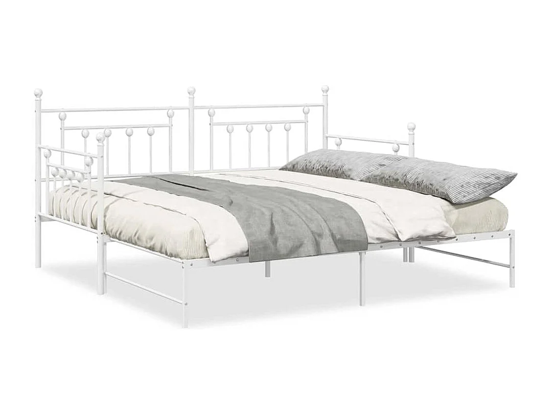 Estrutura de cama de dia com cabeceira Branco 100 x 200 cm Aço