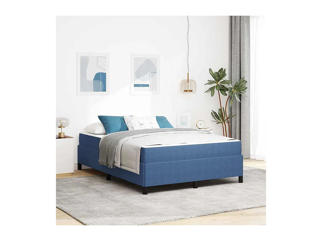 Estrutura da Cama Azul 140 x 190 cm Tecido de veludo côtelé
