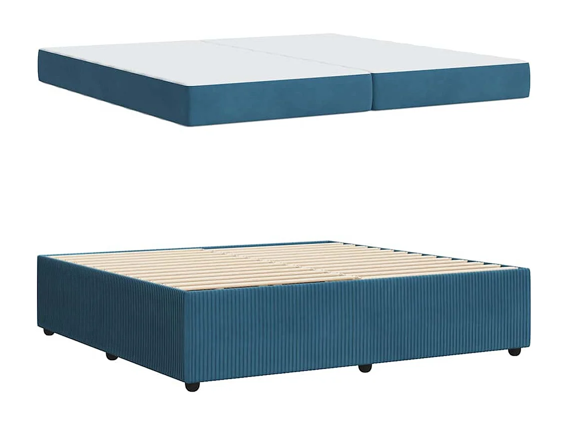 Estrutura de cama com colchão Azul 200 x 200 cm Veludo
