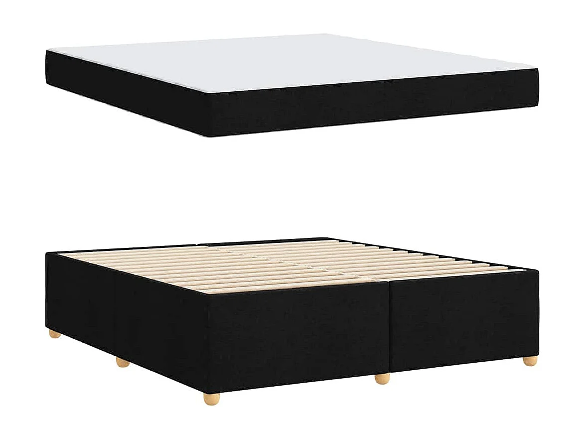 Cadre de lit avec matelas Noir 180 x 200 cm tissu