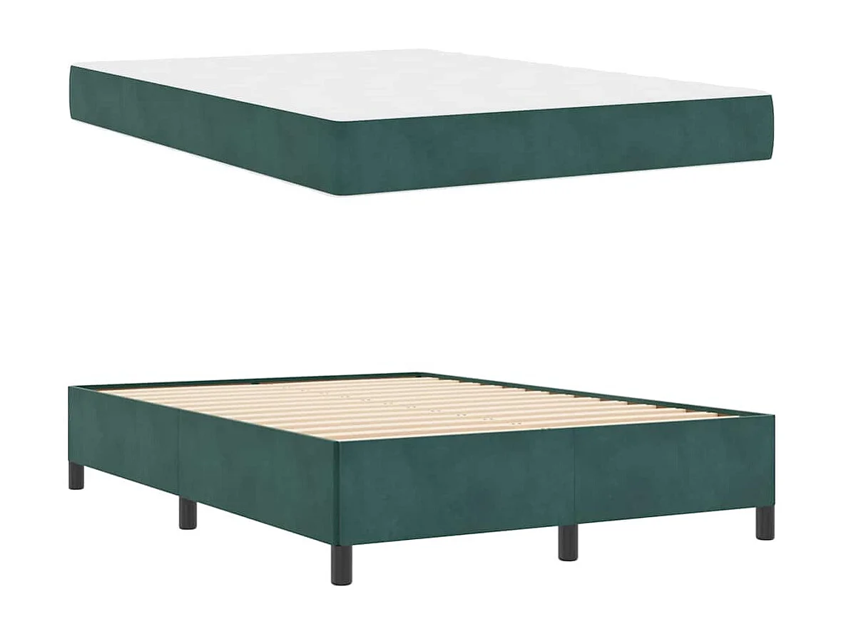 Cadre de lit Vert foncé, blanc et vert 140 x 190 cm Velours