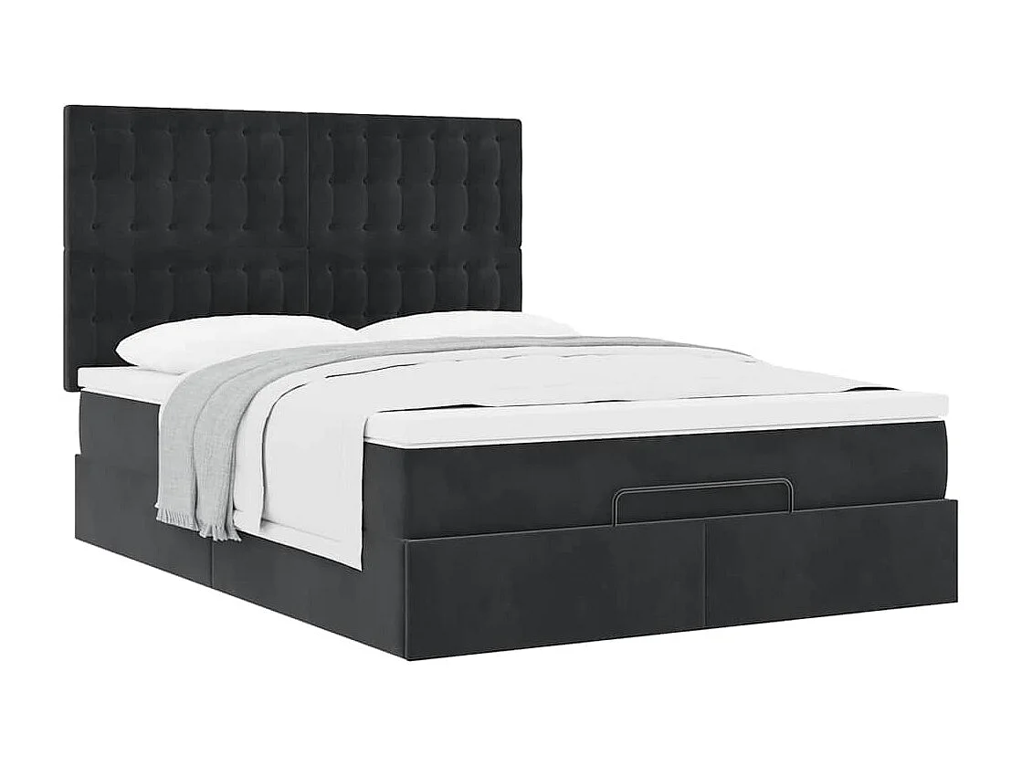Ottoman bed met matrassen 140x200cm fluweel zwart