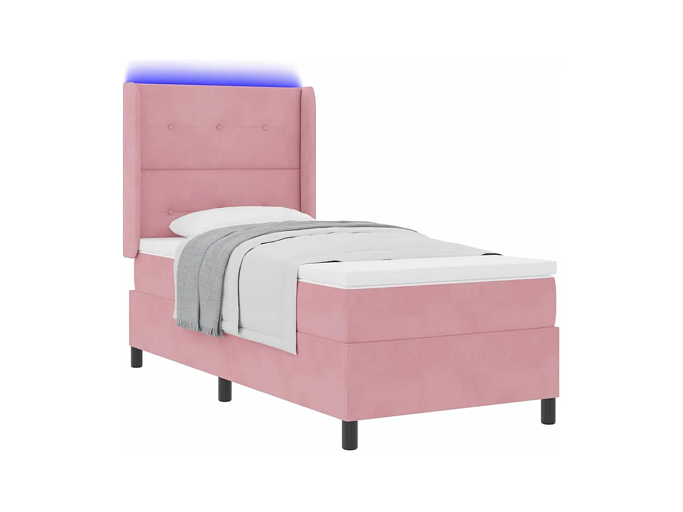 Cadre de lit avec Matelas LED Rose 90 x 200 cm Velours