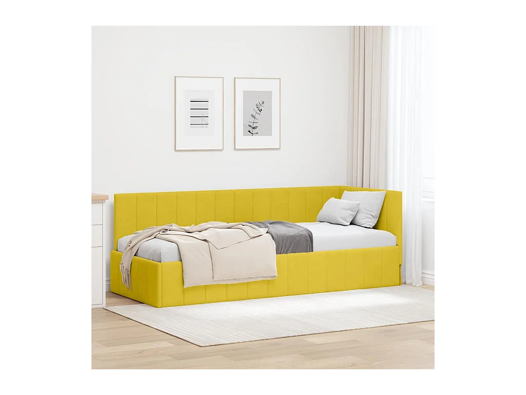 Cadre de lit d'angle avec tête de lit Jaune 80 x 200 cm Velours