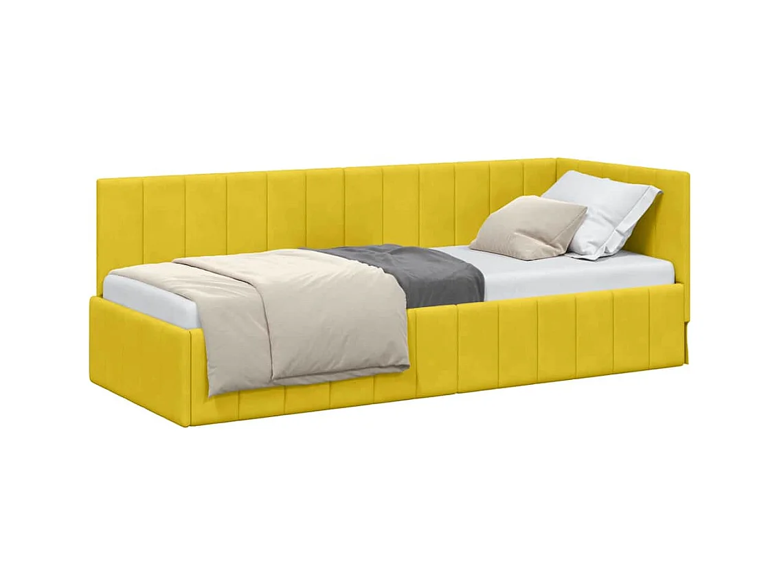 Cadre de lit d'angle avec tête de lit Jaune 80 x 200 cm Velours