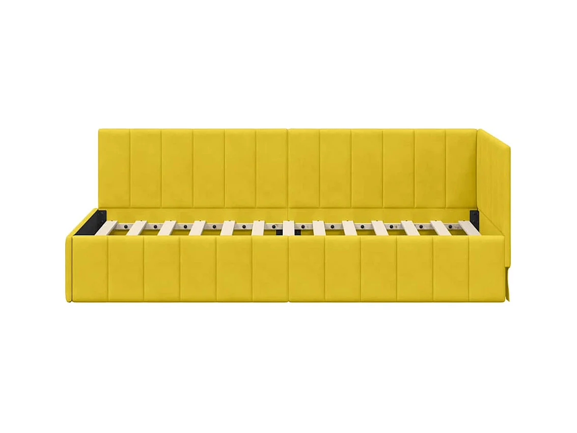 Cadre de lit d'angle avec tête de lit Jaune 80 x 200 cm Velours