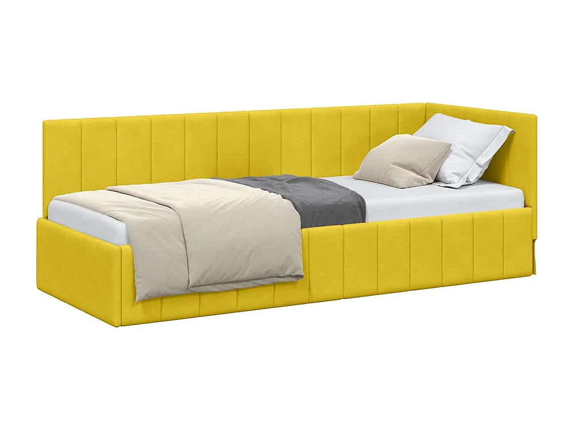 Cadre de lit d'angle avec tête de lit Jaune 80 x 200 cm Velours