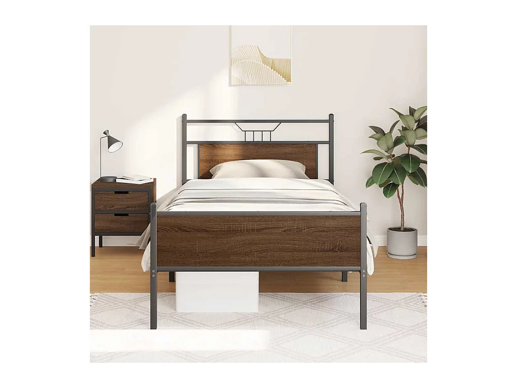 Cadre de lit sans matelas chêne marron 107x203 cm