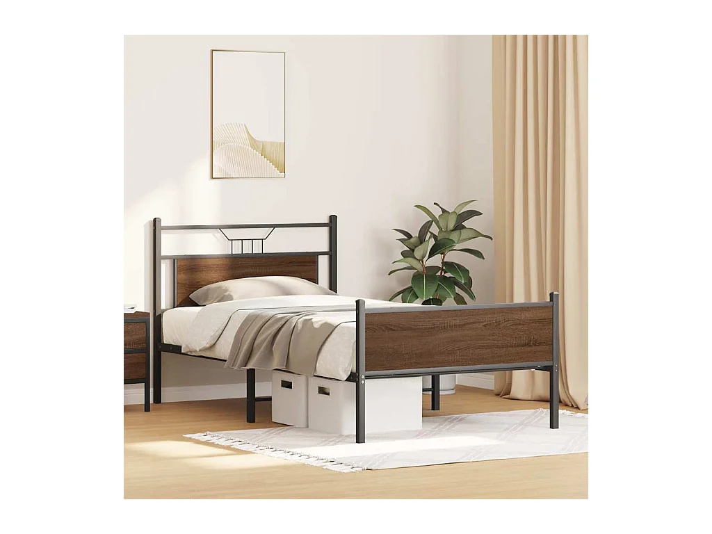 Cadre de lit sans matelas chêne marron 107x203 cm